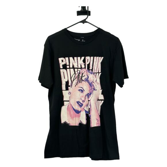 PINK Victoria's Secret Other - P!nk Shirt Mens Medium Black Short Sleeves 100% Cotton Band Concert Graphic